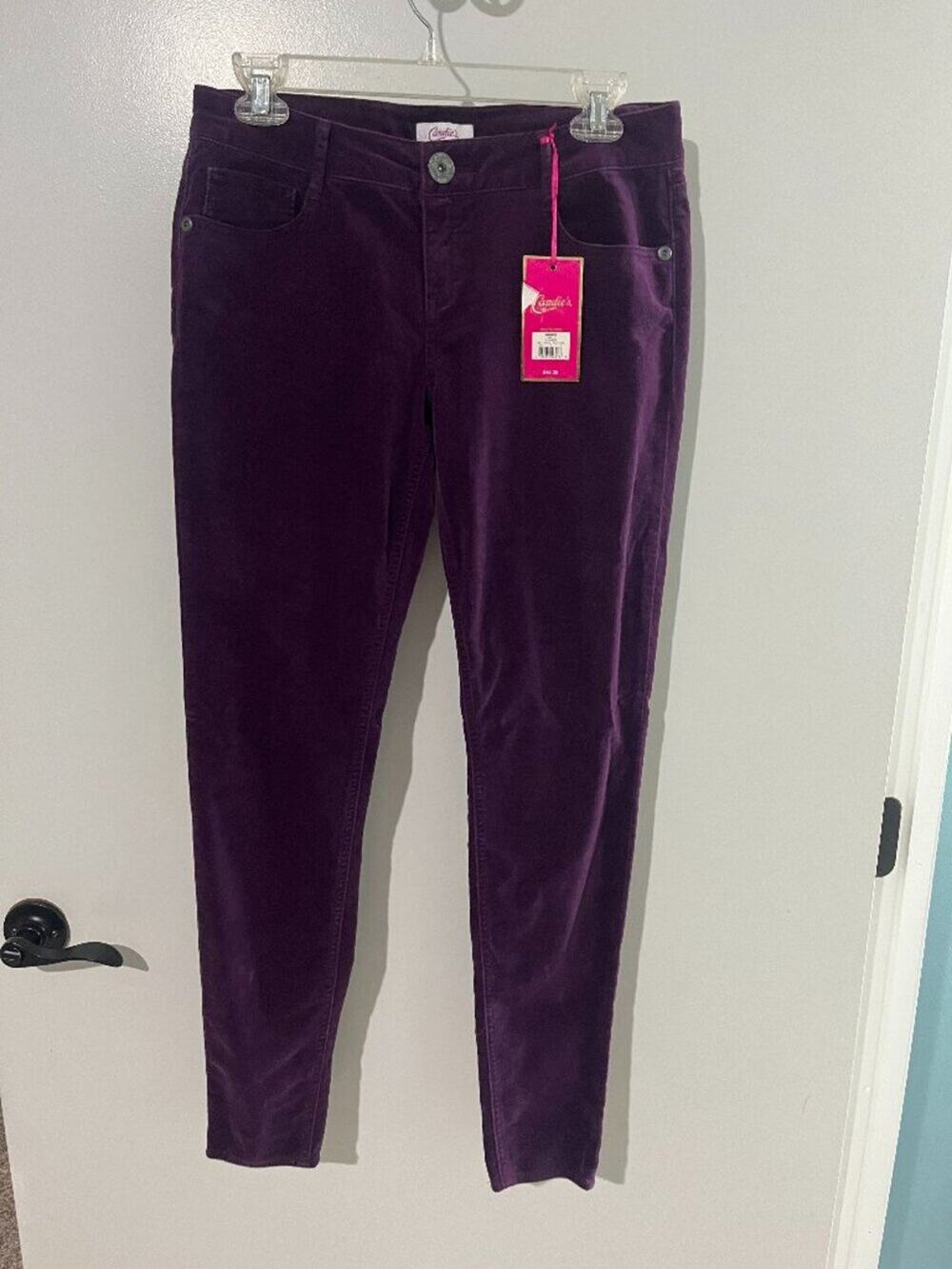 NWT Candie’s Purple Velour Skinny Pants Y2K Plum Velvet Size 9